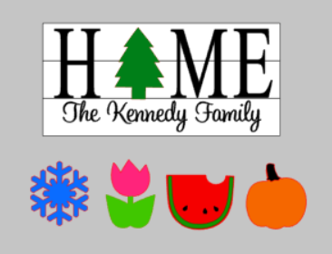 3D Seasonal interchangeable Home Family name 10x22