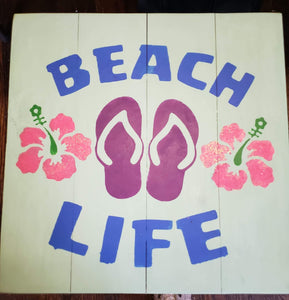 Beach Life with flip flops and flowers