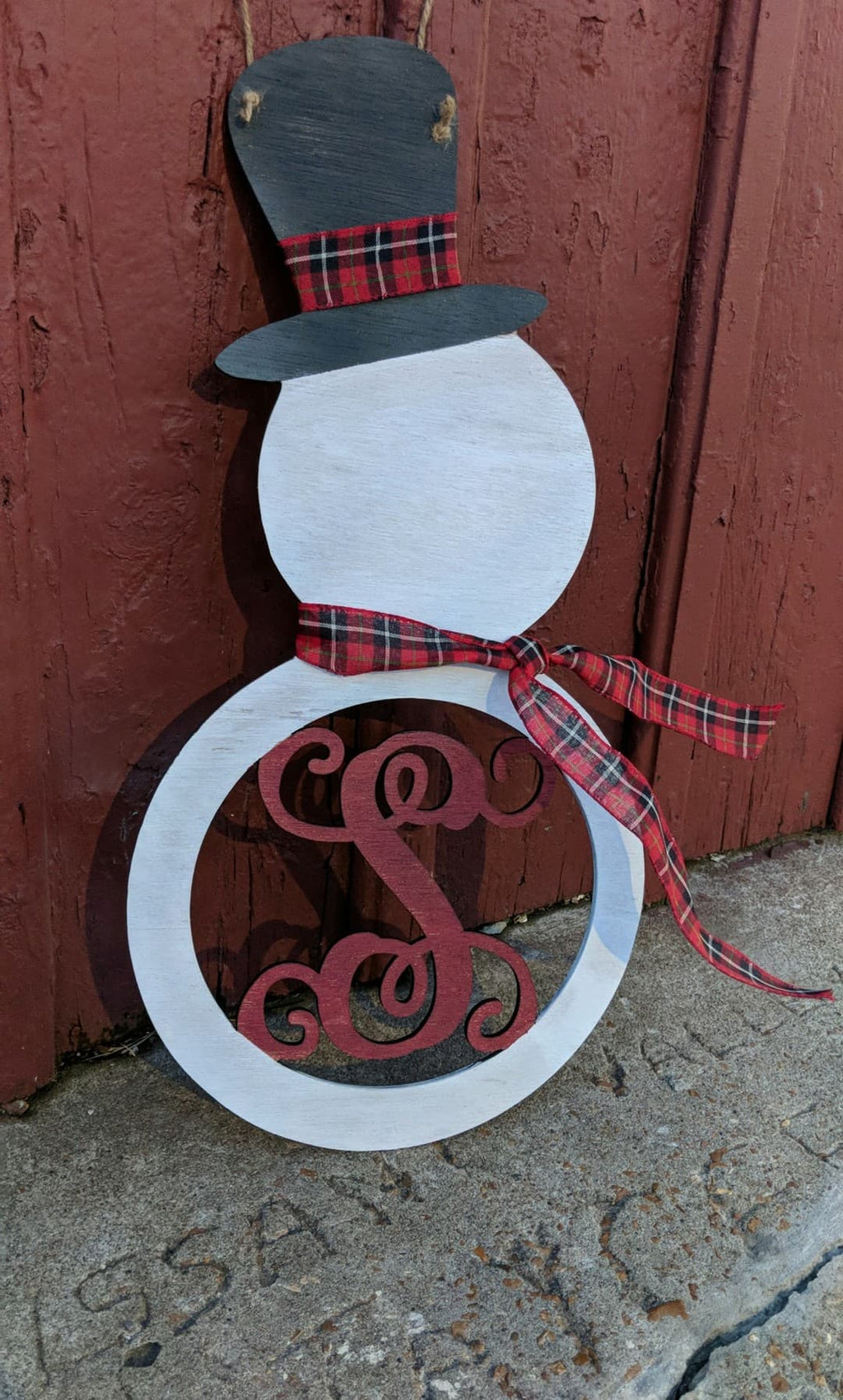 Door hanger snowman with letter