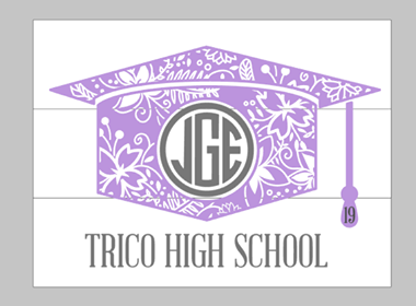 Graduation Cap with Monogram and School name