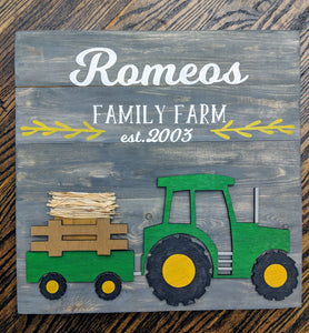 3D Seasonal interchangeable Family name Tractor 17x17