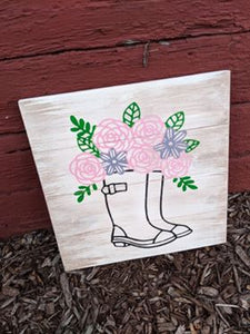 Boots with flowers