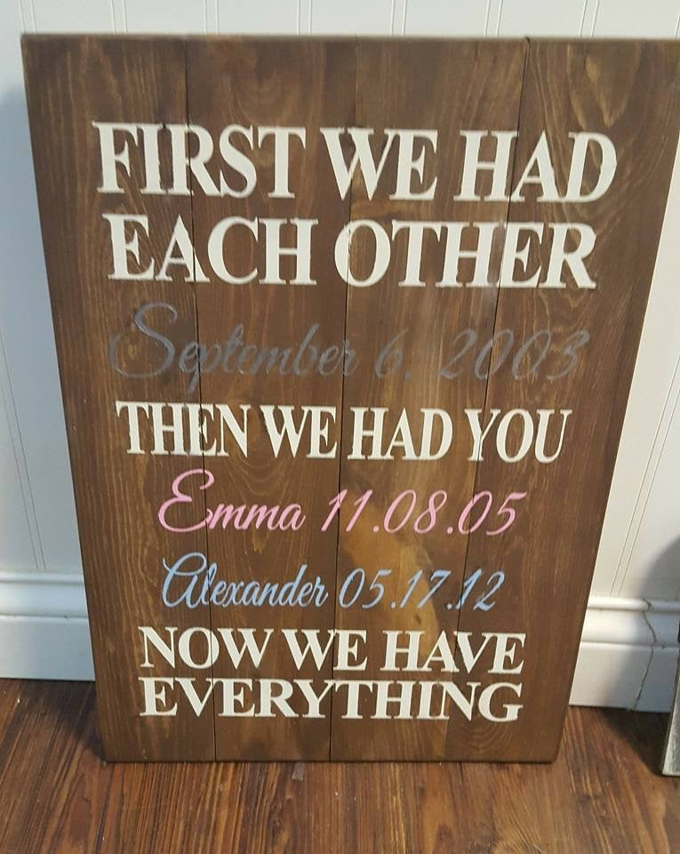 First we had each other-Date and children's names and birth dates