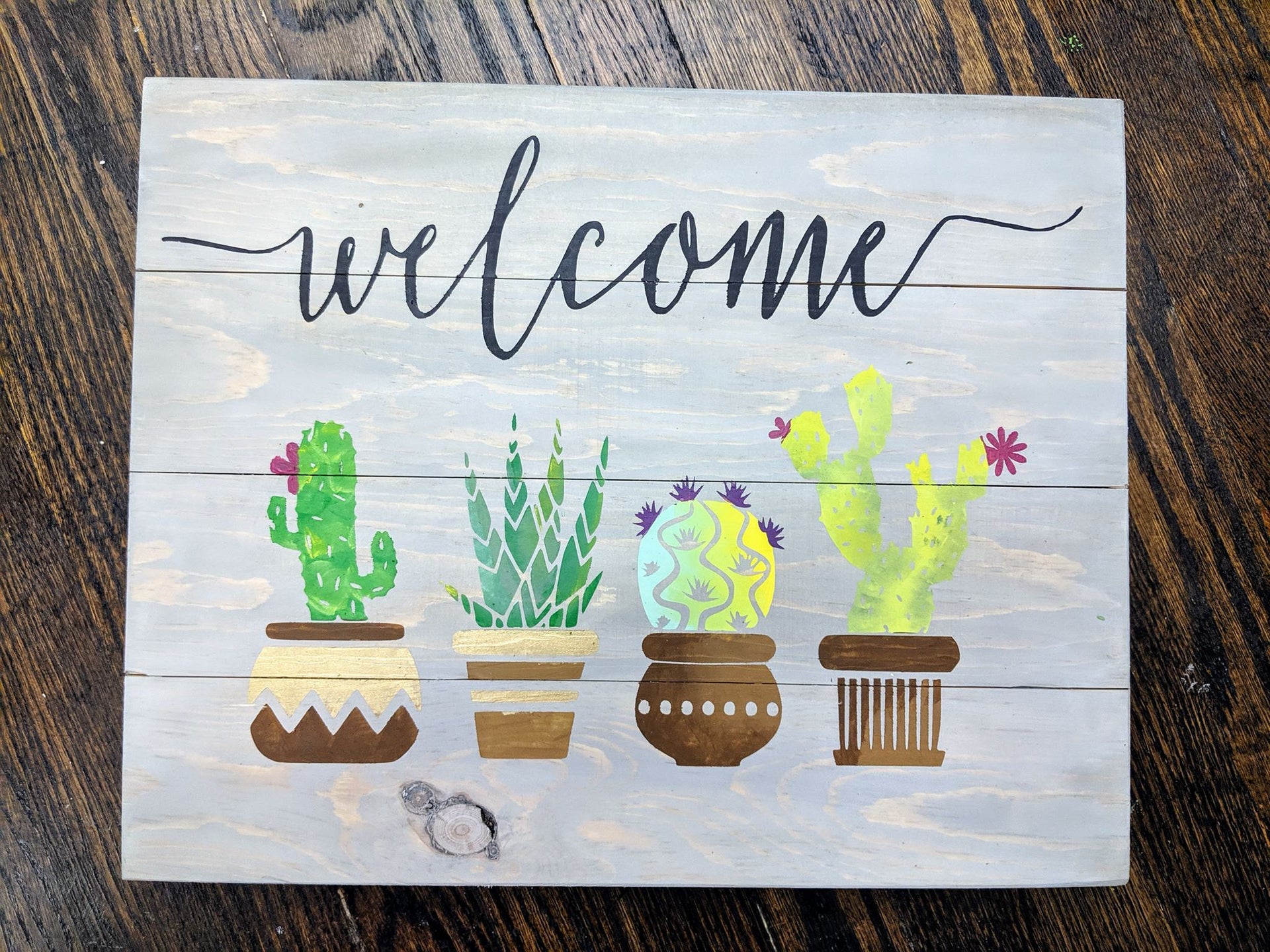 succulent welcome sign Welcome with cactus – Mommy's Design Farm