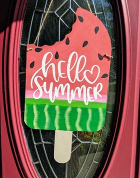 Door hanger Popsicle Watermelon Hello Summer Reversible