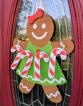 3D Door hanger Gingerbread Girl with candy canes