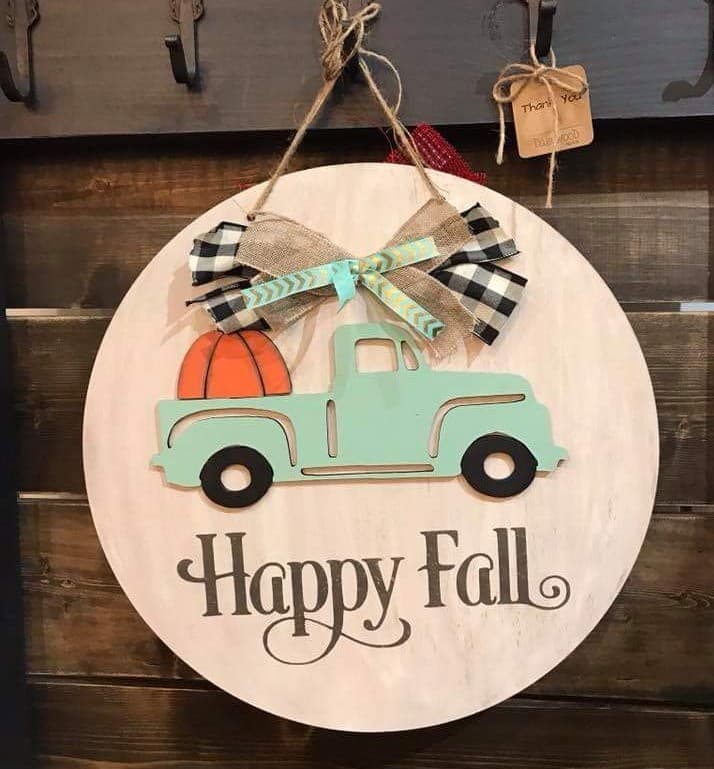 Door hanger Happy Fall truck