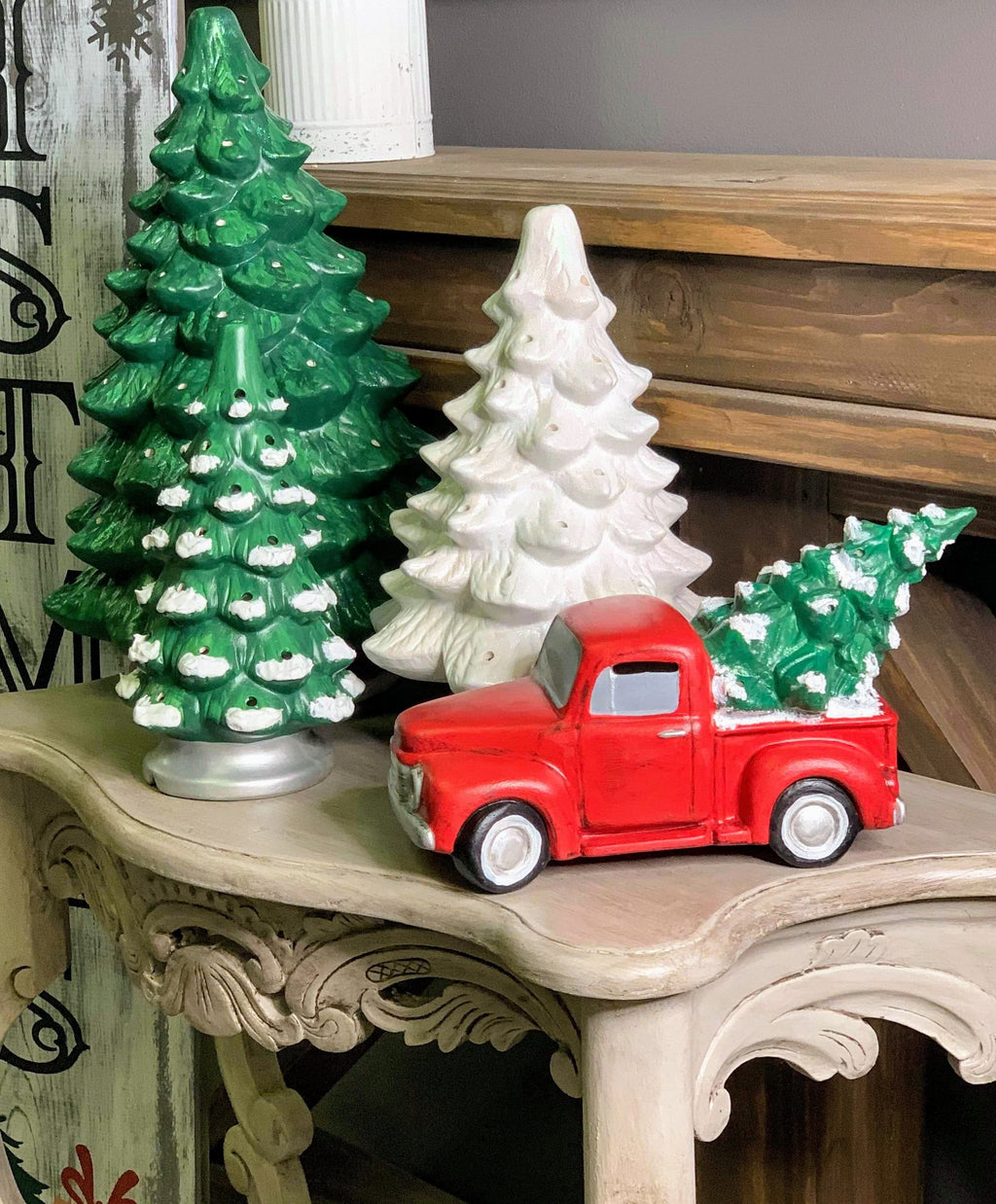 Vintage Style Ceramic Holiday Truck