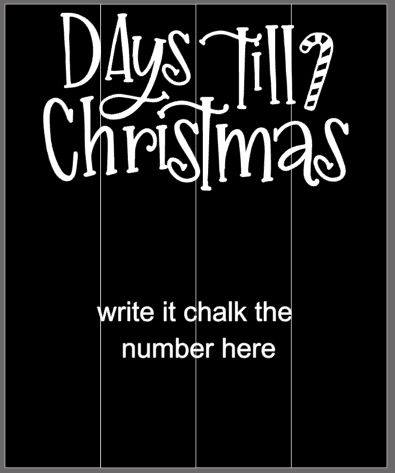 Days til Christmas with candy cane - chalkboard