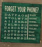Forget your phone? Bathroom word search