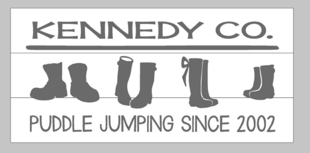 Puddle jumping boots with family name and date