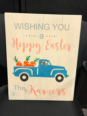 Wishing you a happy Easter with truck and Family name