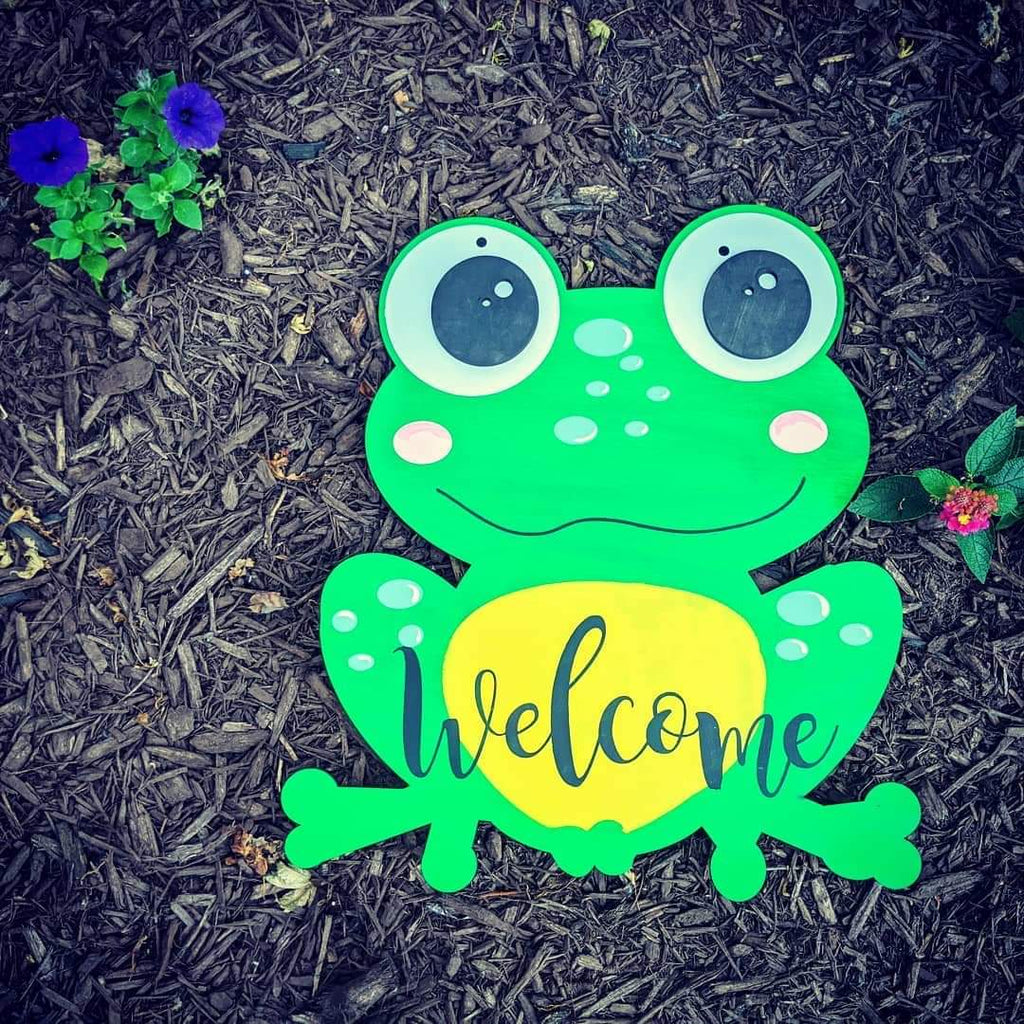Door hanger - Frog with Welcome