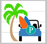 Jeep with Letter and Palm tree