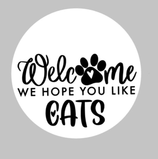 Door hanger - Welcome we hope you like cats