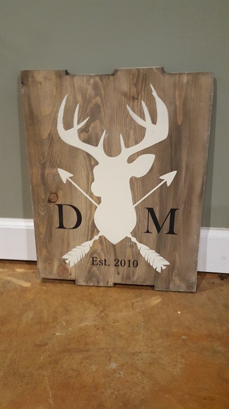 Deer with arrows-with initials and est date