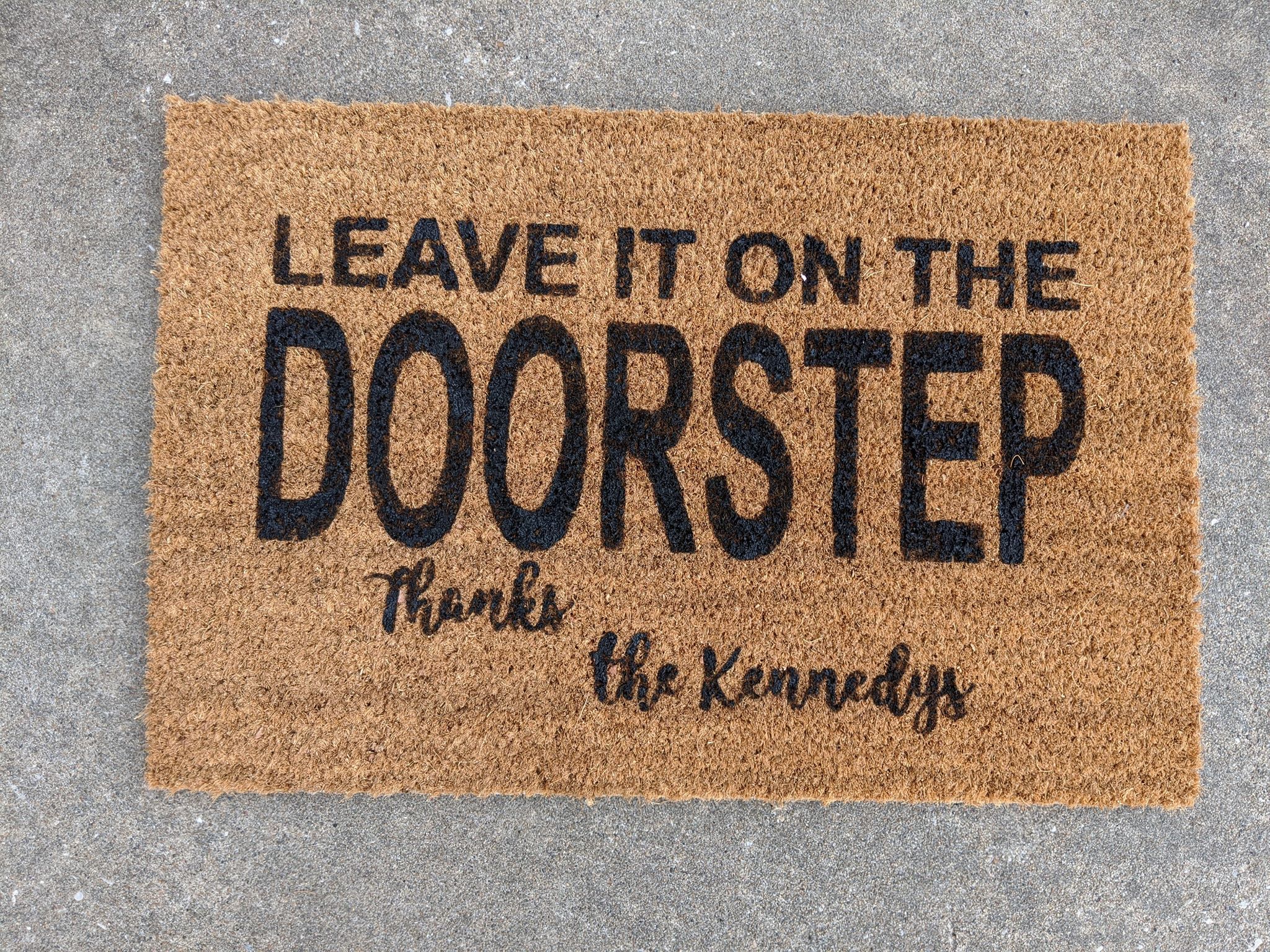 Leave it on the Doorstep Thanks with Family name
