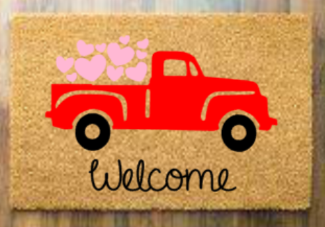 Welcome with truck and hearts