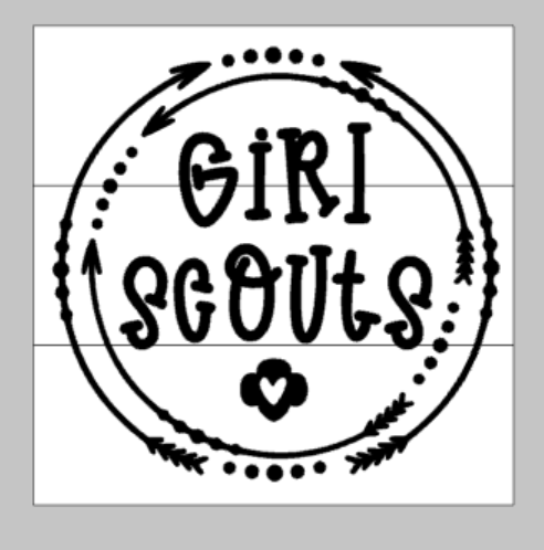 Girl Scouts with a dotted arrow