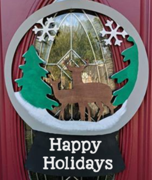 Door hanger Snowglobe with deer-Merry Christmas