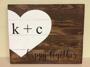 Happy together-Est and Couples initials inside heart