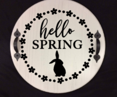 Hello Spring with bunny Round