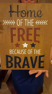 Home of the free because of the brave 3 stars