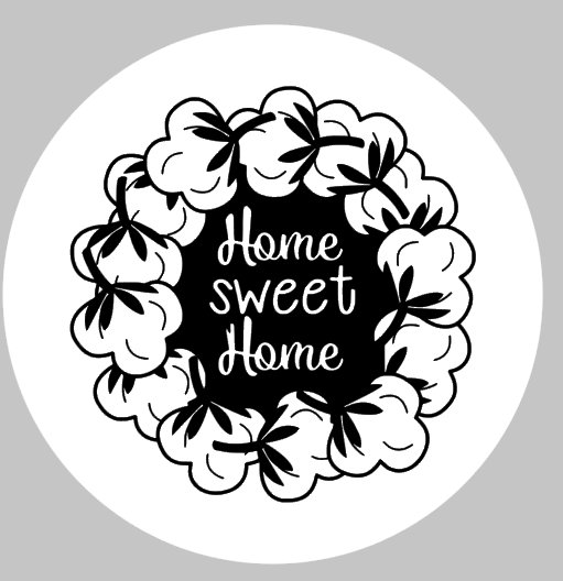 Home sweet home with cotton wreath-round