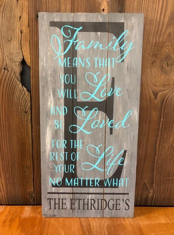 Family means that you will love-Last name and initial