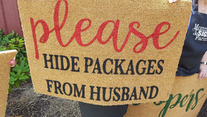 Please hide packages from husband