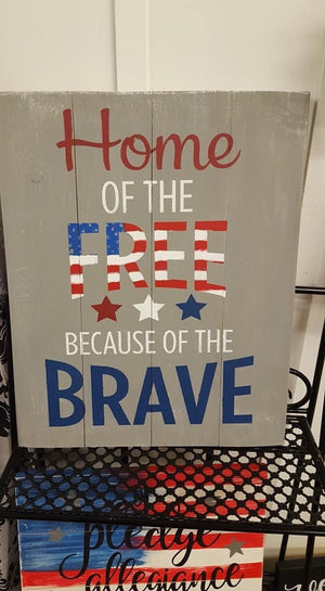 Home of the free because of the brave 3 stars