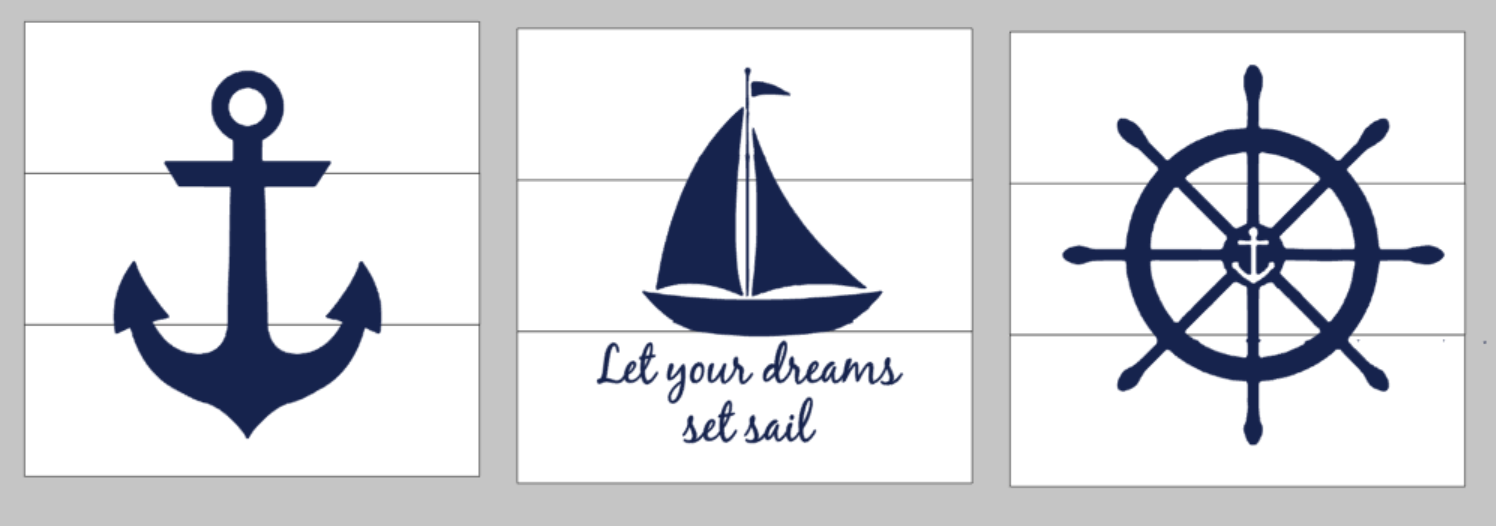 Let your dreams set sale nautical mini trio