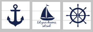 Let your dreams set sale nautical mini trio