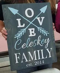 Love with crossing arrows-Family Last name and EST