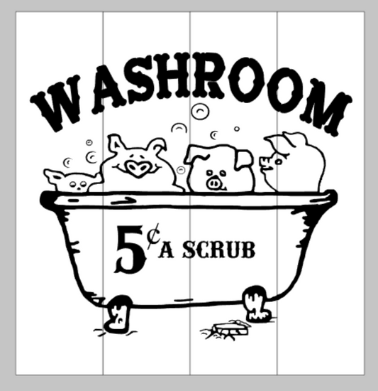 Washroom 5cents a scrub with 4 pigs