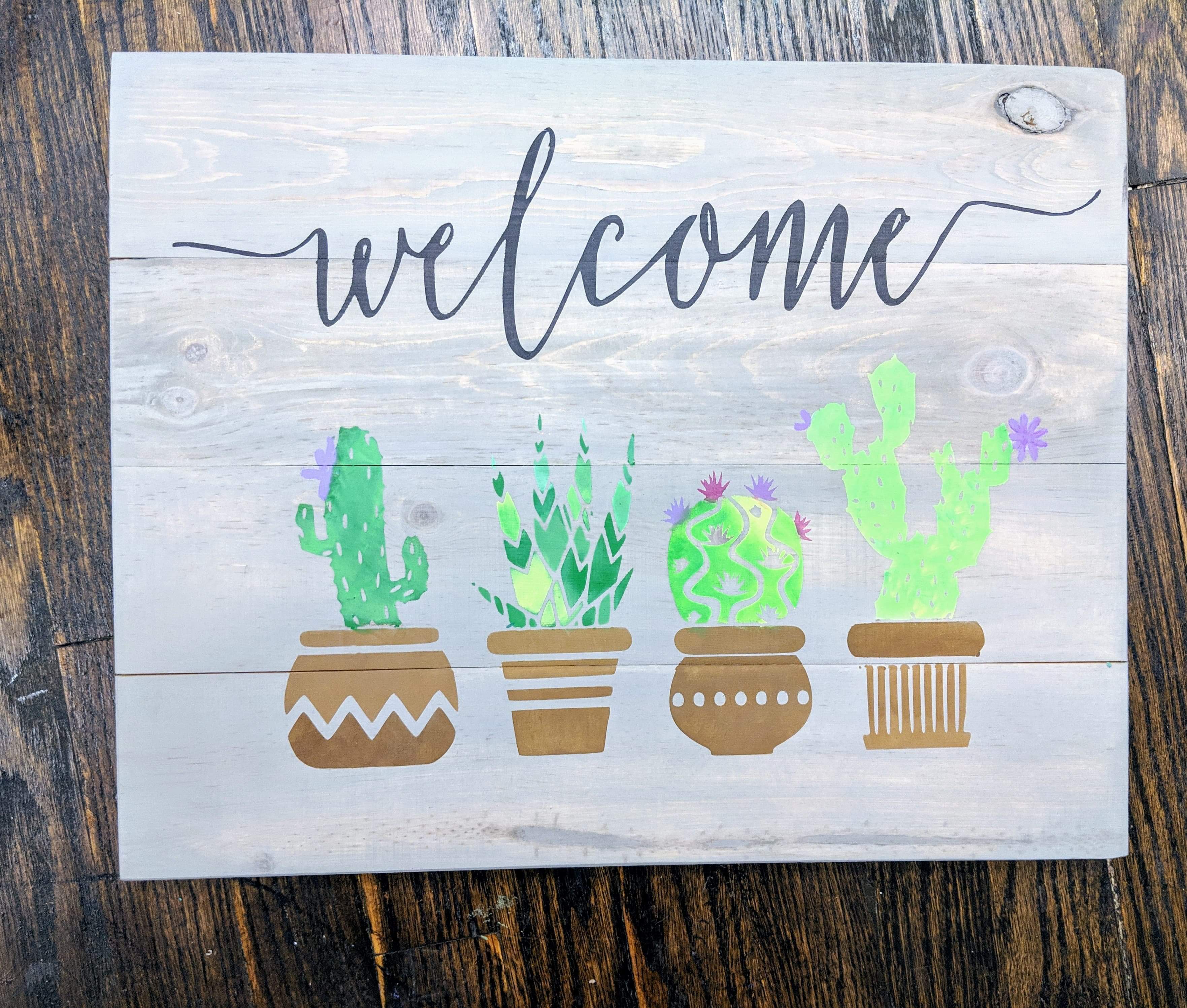 Welcome with cactus