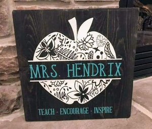 Apple flower design with teachers name and school