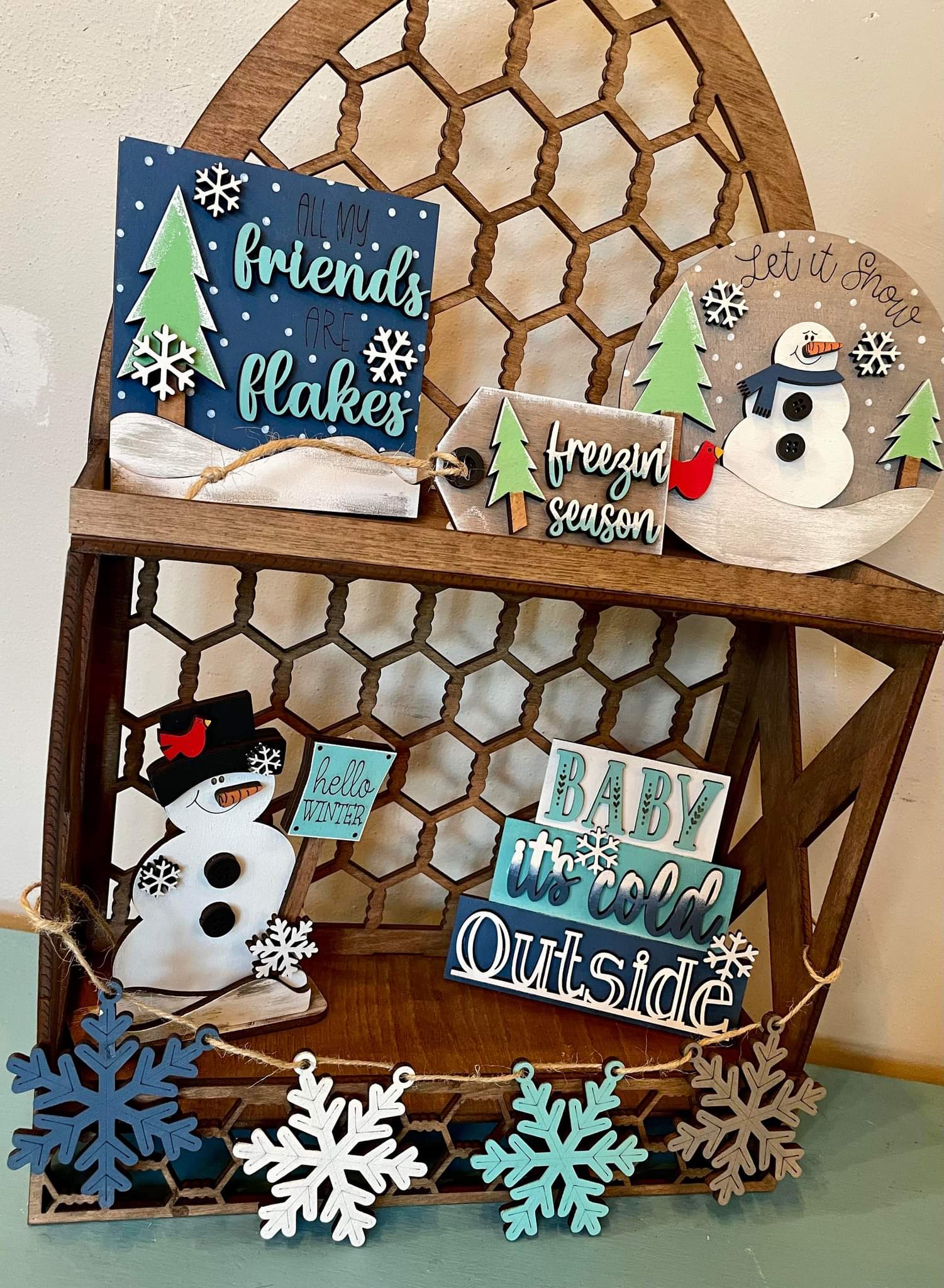 3D Snowflakes for Tiered Tray and Home Decor-set of two - Paisleys and  Polka Dots