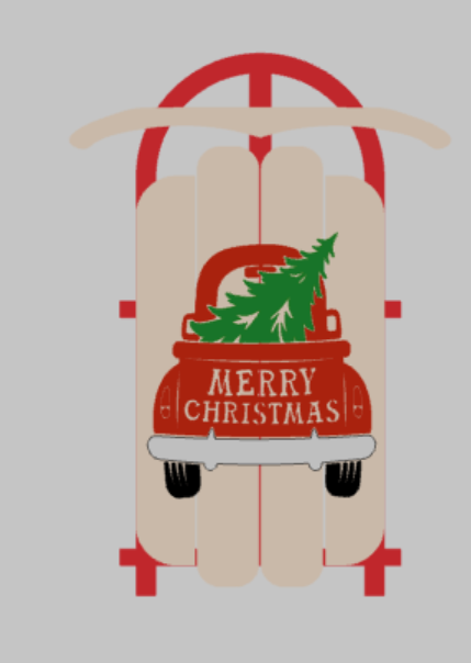Door hanger Sled - Merry Christmas Truck