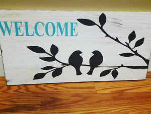 Welcome bird on branches