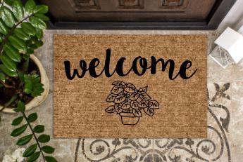 Welcome with plant